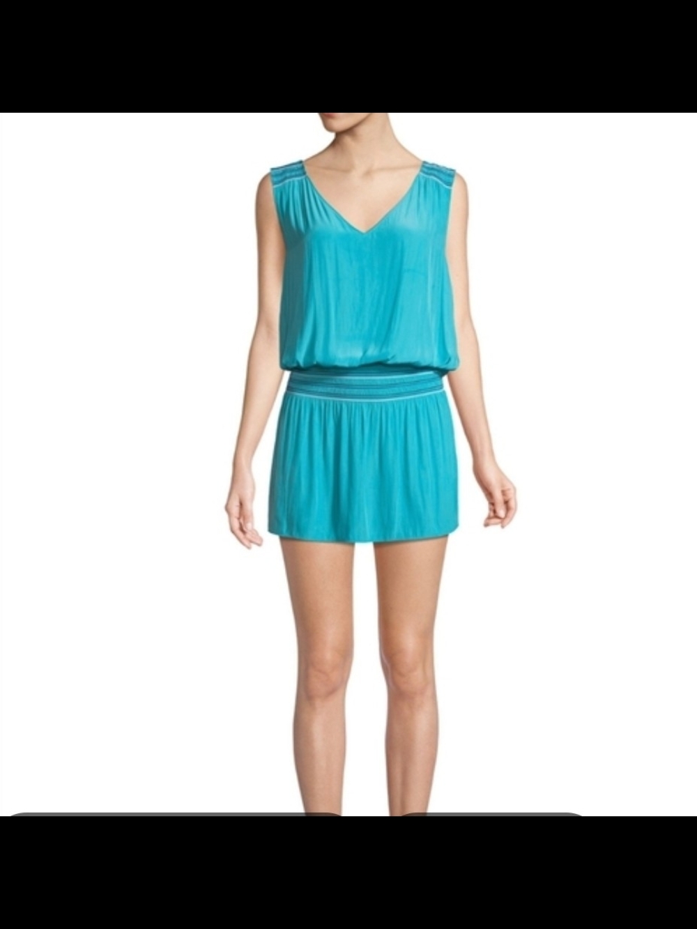 Ramy Brook Bright Turquoise Strapless Chiffon Dress